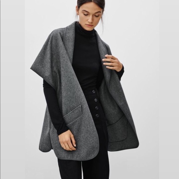 Aritzia Jackets & Blazers - Aritzia Tulula Laverton Poncho Cape Wool Grey